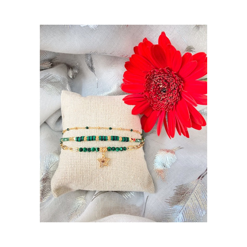 Bracelet - triple «Simple Star» - vert foncé