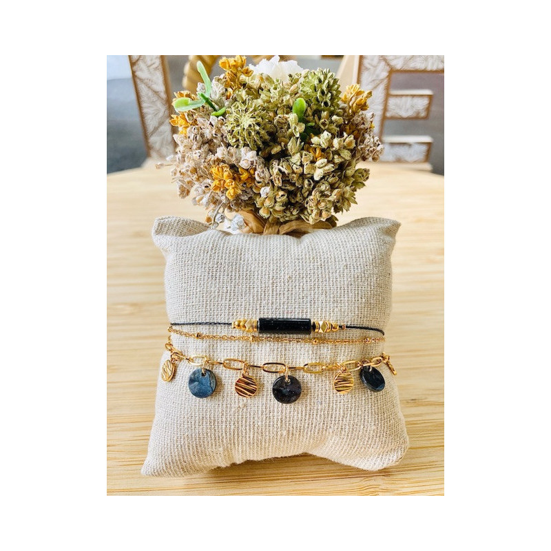 Bracelet - triple « Esmeralda » - noir