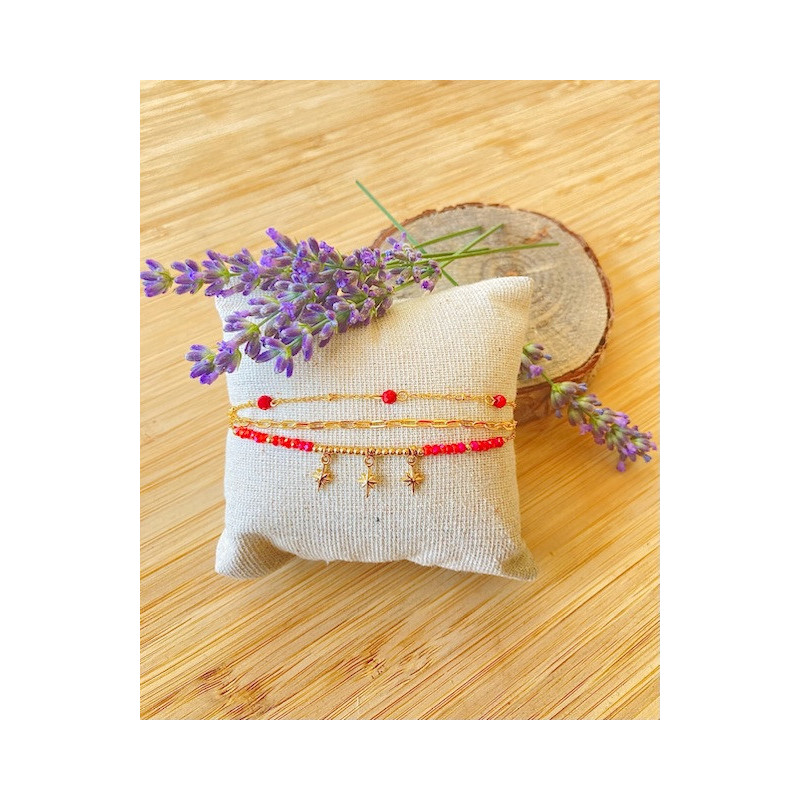 Bracelet - triple Stars - rouge