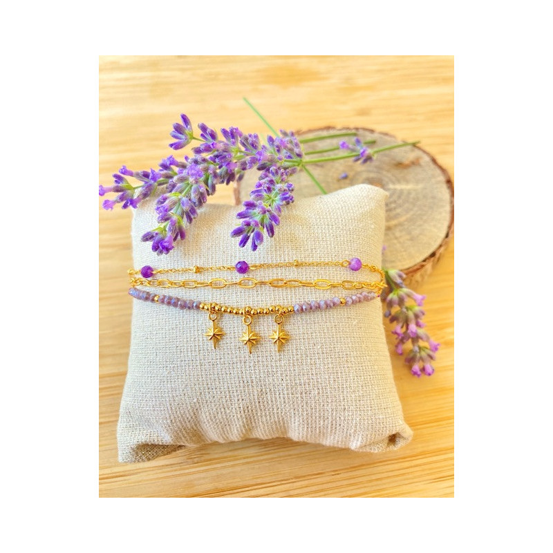 Bracelet - triple Stars - violet