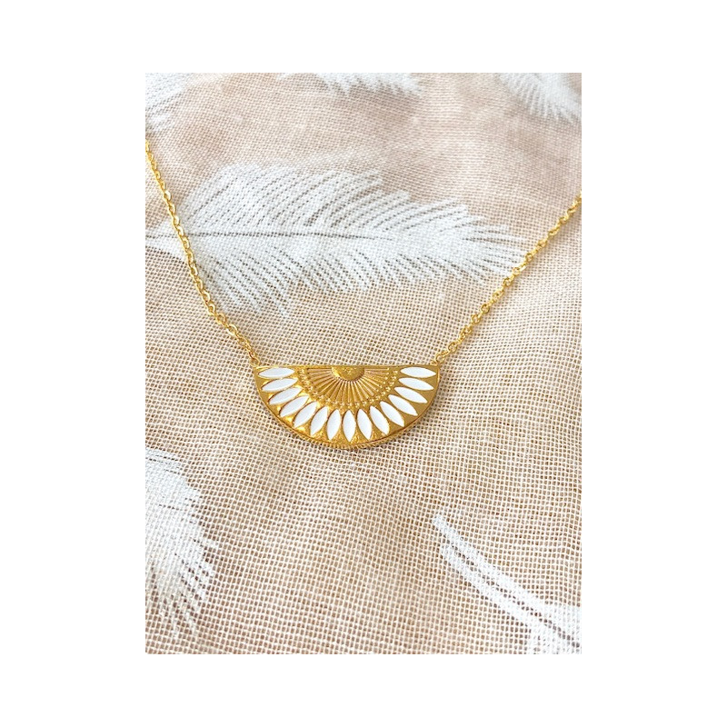 Collier - Éventail - blanc