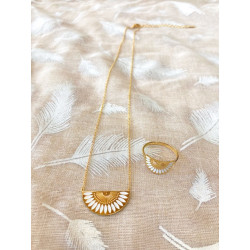 Collier - Éventail - blanc