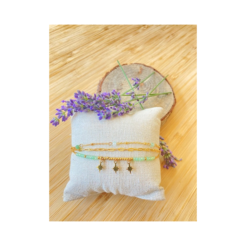 Bracelet - triple Stars - vert amande