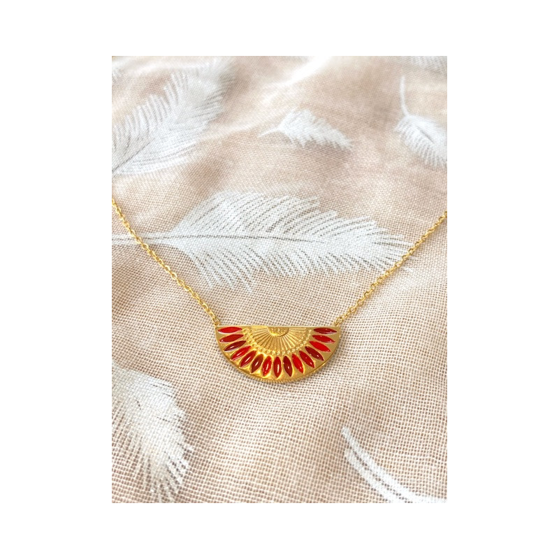 Collier - Éventail - rouge