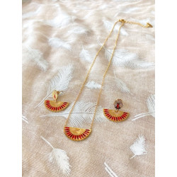 Collier - Éventail - rouge