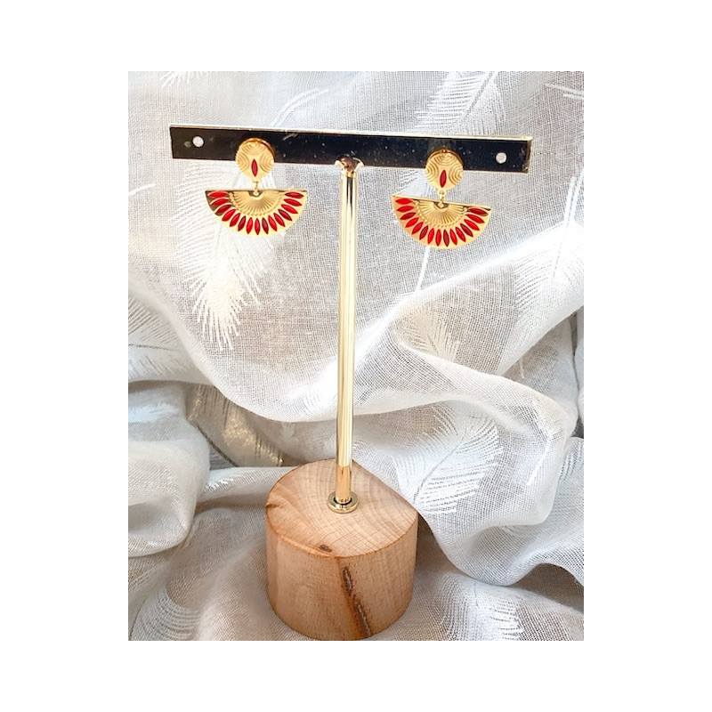 Boucles d’oreilles - Éventail - rouges