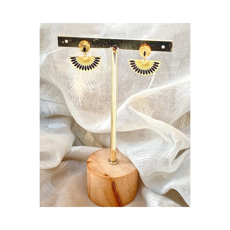 Boucles d’oreilles - Éventail - noires
