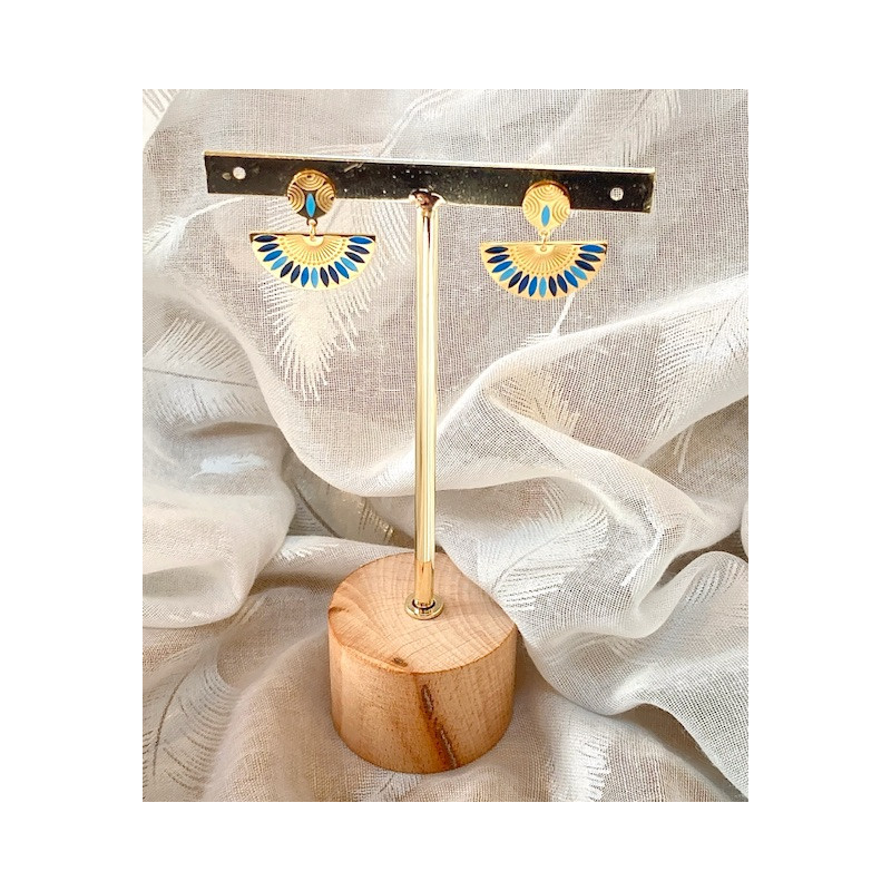 Boucles d’oreilles - Éventail - bleues