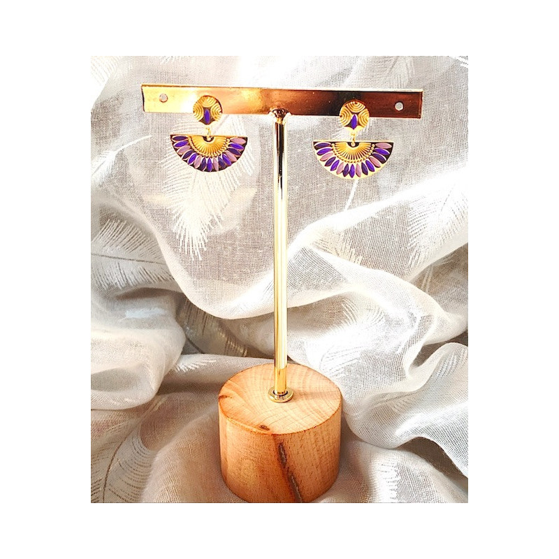 Boucles d’oreilles - Éventail - violettes