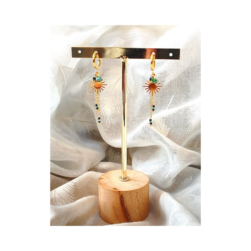 Boucles d’oreilles - Soleil - vertes