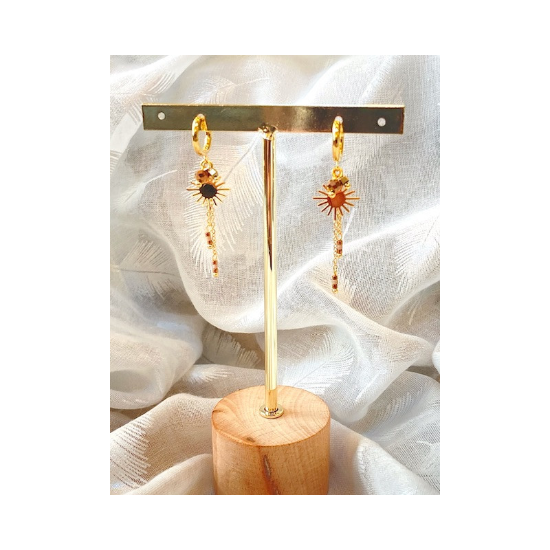 Boucles d’oreilles - Soleil - mordorées