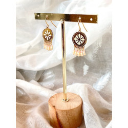 Boucles d’oreilles - Indienne - violettes et roses