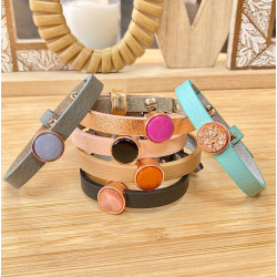 Bracelet - Cuoio - Rose pêche métallique