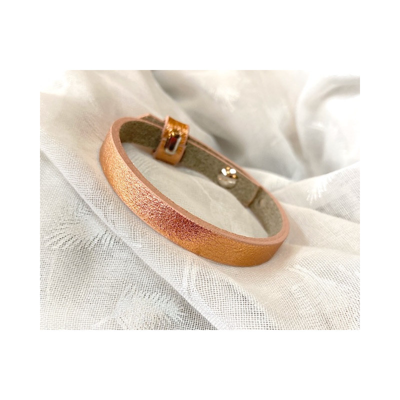 Bracelet - Cuoio - Rose pêche métallique
